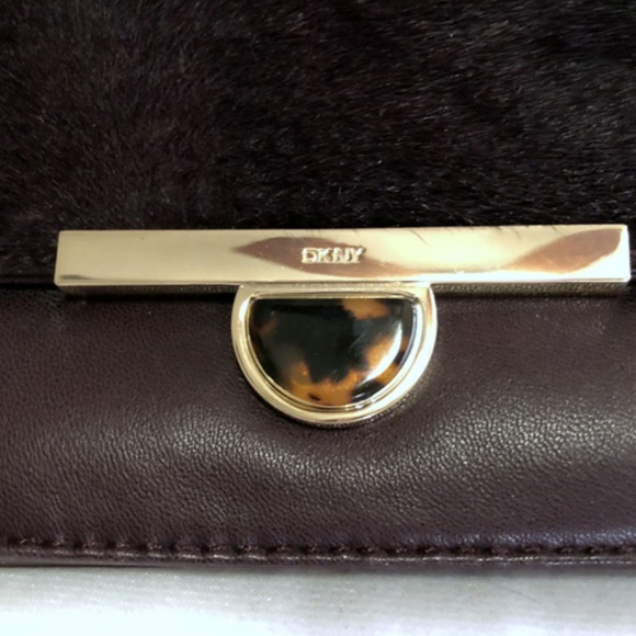 DKNY Espresso Brown Leather Textured Shoulder Bag - Picture 5 of 8